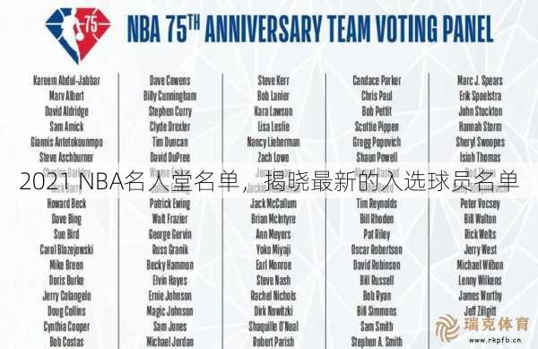 2021 NBA名人堂名单，揭晓最新的入选球员名单