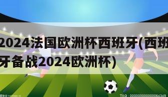 2024法国欧洲杯西班牙(西班牙备战2024欧洲杯)